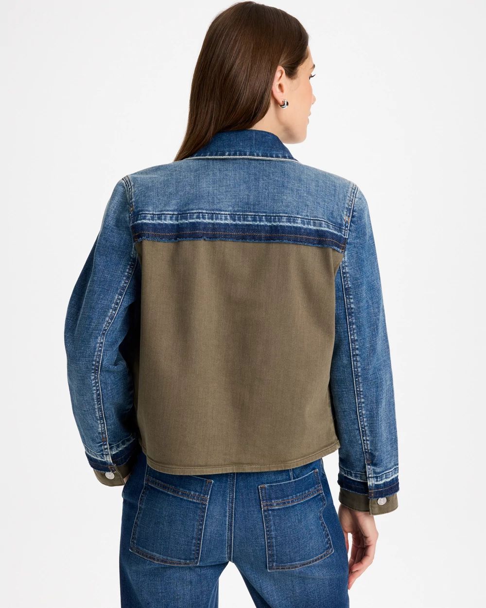  JEANS カラーブロックデニムジャケット M Denim Colorblock Zip-Front Jacket | Chico's